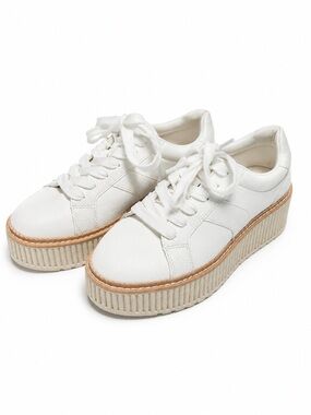 Dolce Vita Bubbles Platform Sneakers Womens 6.5 White Flatform Lace Up EUC